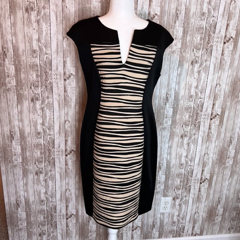 Connected Black/Tan Sleeveless Sheath Dress size 12